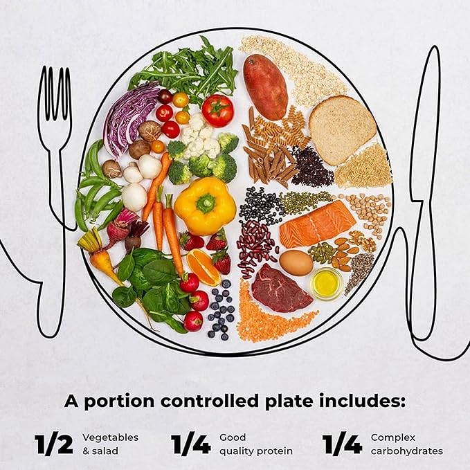 9" Portion Control Plate - Healthy Nutrition Plate for Adults and Teens, Melamine, Ideal for Weight Loss and Diabetes Management (1 Pack)