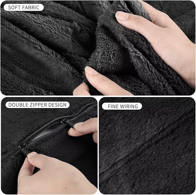 Bean Bag Chair for Adults 7FT,Soft Removable Cover for Teens/Girls Bedroom,Fluffy Giant Round Floor Beanbag Lounger Chairs (No Filler,Black)