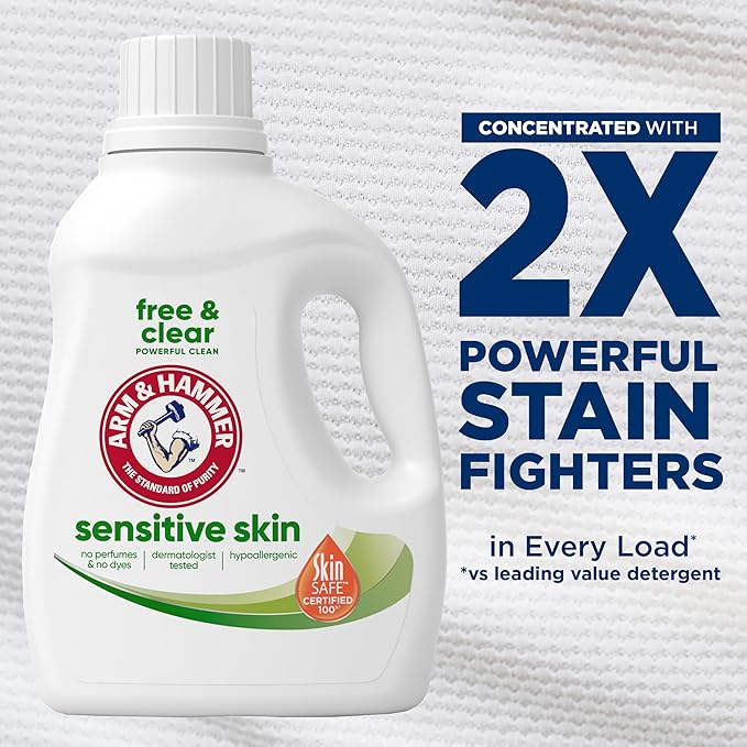 ARM & HAMMER Sensitive Skin Free & Clear Liquid Laundry Detergent, 105 fl oz, 105 Loads