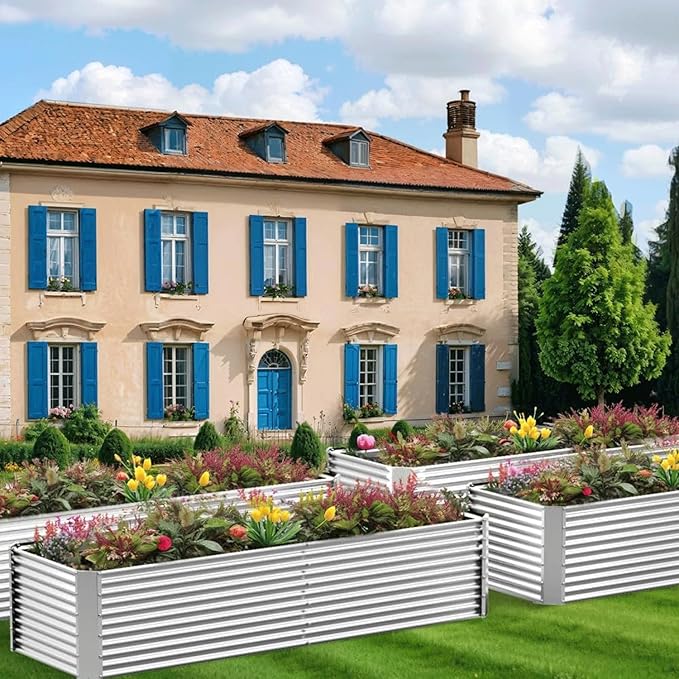 2 Pack 6x3FT Tall Galvanized Raised Garden Bed Outdoor,Metal Garden Bed for Vegetables,Steel Raised Beds for Gardening,Above Ground Garden Box for Flower-H2M