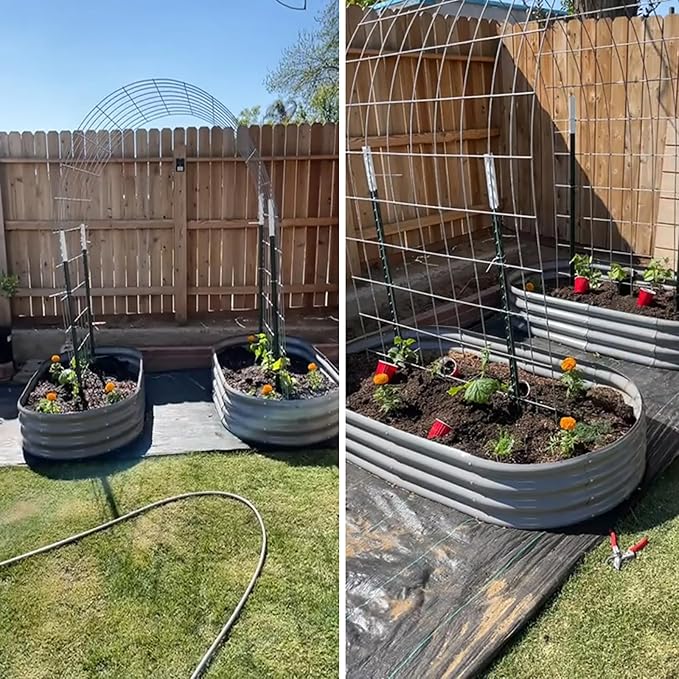 2 Pack 6x3x1FT Galvanized Raised Garden Bed Kit Oval Metal Ground Planter Box Outdoor Bottomless Planter Raised Beds for Vegetables Flowers Herbs Fruits, Gray