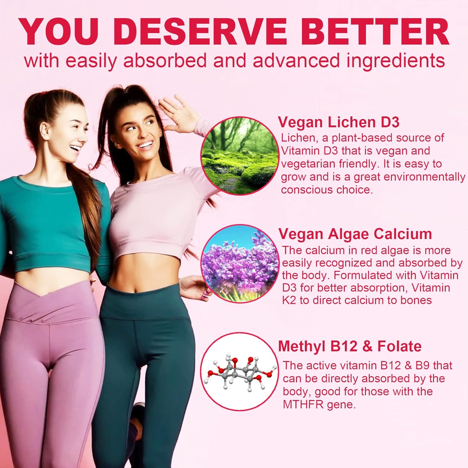 (2 Pack) Sugar Free Methylated Multivitamin for Women Gummies with Calcium, D3 K2, Inositol, Folate, Biotin, Iron, Vitamin A, C, E, B Complex - Multi Vitamins & Minerals - Energy, Immune, Bone - Vegan