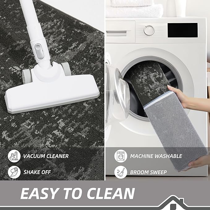 BEQHAUSE Dirt Trapper Door Mat 24"x36" Non-Slip Door Mats Washable Entryway Rugs Stain Resistant Doormat Absorbent Welcome Floor Mat for Front Back Door, Muddy Wet Shoes & Paws,Dark Grey
