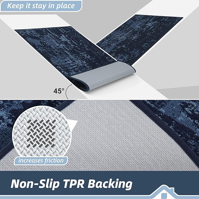 BEQHAUSE Dirt Trapper Door Mat 32"x48" Non-Slip Door Mats Washable Entryway Rugs Stain Resistant Doormat Absorbent Welcome Floor Mat for Front Back Door, Muddy Wet Shoes & Paws,Blue