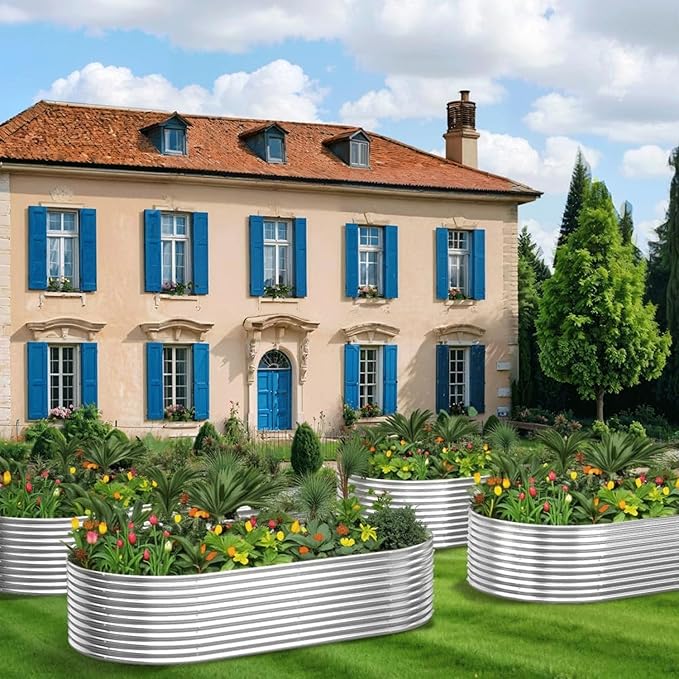 2 Pack 8x4FT Tall Galvanized Raised Garden Bed Outdoor,Metal Garden Bed for Vegetables,Steel Raised Beds for Gardening,Above Ground Garden Box for Flower-3L0