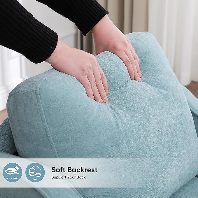 Accent Chairs Set of 2, Upholstered Living Room Chairs with Side Pockets, Mid Century Modern Reading Chair for Bedroom, Comfy Armchair Single Sofa Side Chair for Office, Small Room, Teal Green