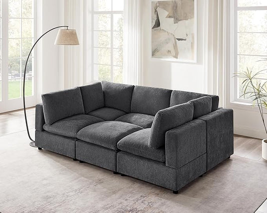 Modular Sectional Sofa, Convertible Sofa Couch Modular Sofa with Ottoman, Sectional Sofas for Living Room Small Apartments