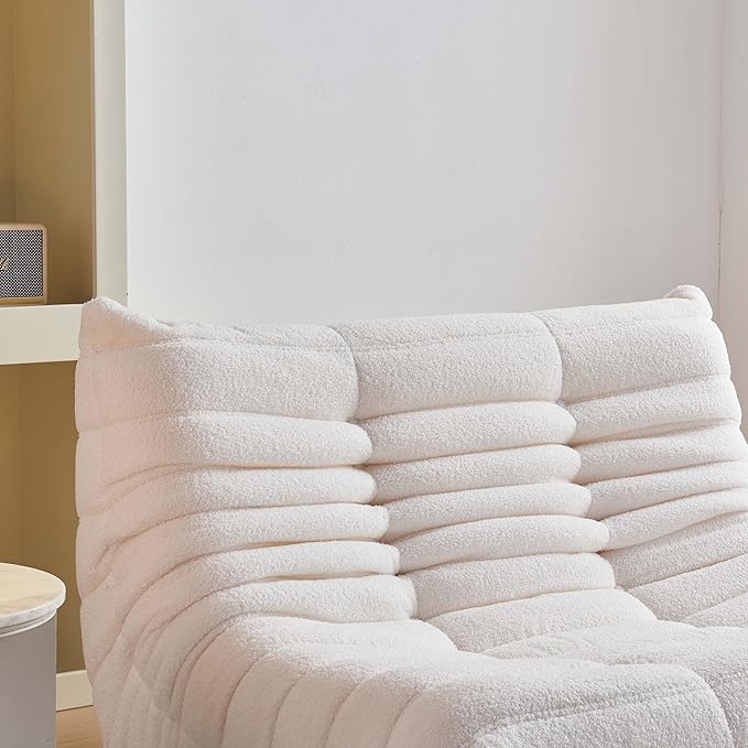 Bean Bag Chair for Adults, Oversized Loveseat Fireside Chair Comfy Lazy Floor Sofa, 2 Seater Lazy Sofa Couch Memory Foam Bean Bag for Living Room, Bedroom Apartment Office (Beige)