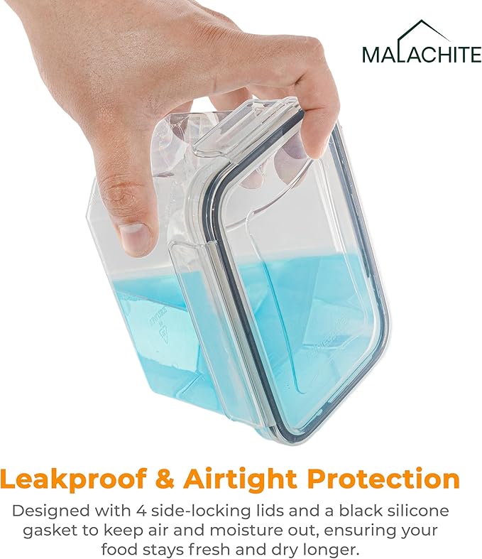 Airtight Food Storage Containers Set - 14 Piece Pantry Kitchen Organizers and Storage Set with Lids, Cabinet Organizing Canisters for Cereal, Flour, Sugar, Dry Foods - with Labels and Marker