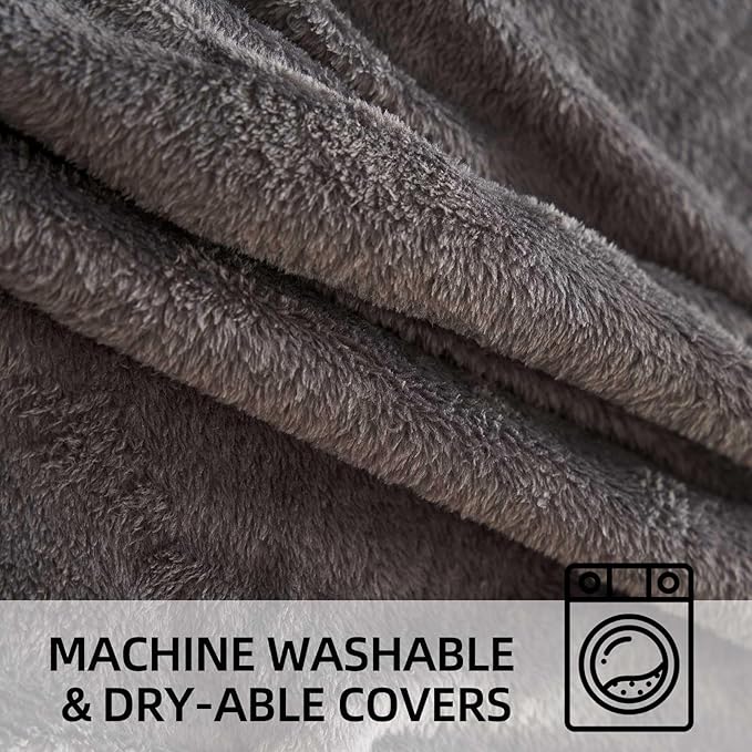 Bean Bag Chair 4Ft, Memory Foam Filled, Large Beanbag Chairs for Adults and Teens, Soft Sofa with Removable Flannel Cover, Round Couch for Living Room Bedroom College Dorm (Dark Gray, 4FT-47×47"×24")