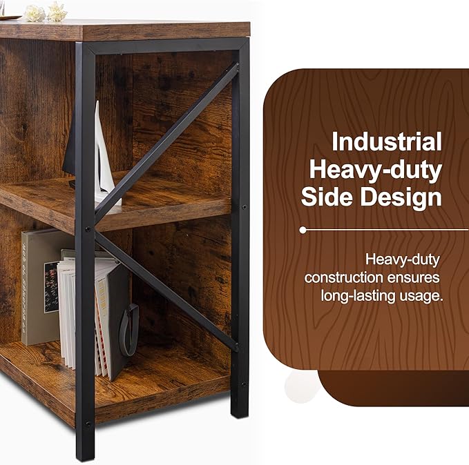 6 Cube Storage Organizer Bookshelf, Industrial Horizontal Bookcase, Accent Cubby Shelf, Media Console Table for Living Room, Home Office, 47.2 Inches, Rustic Brown