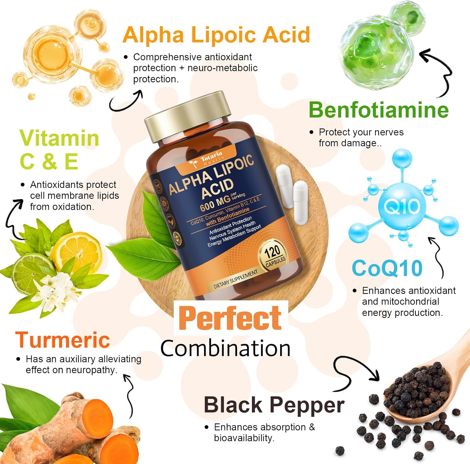 (2 Packs) Alpha Lipoic Acid 600mg with Benfotiamine 300mg - ALA Supplement for Neuropathy Support Nerve Health & Antioxidant, Cell Energy, Metabolism and Anti-Aging, Non-GMO, Gluten Free, Vegan