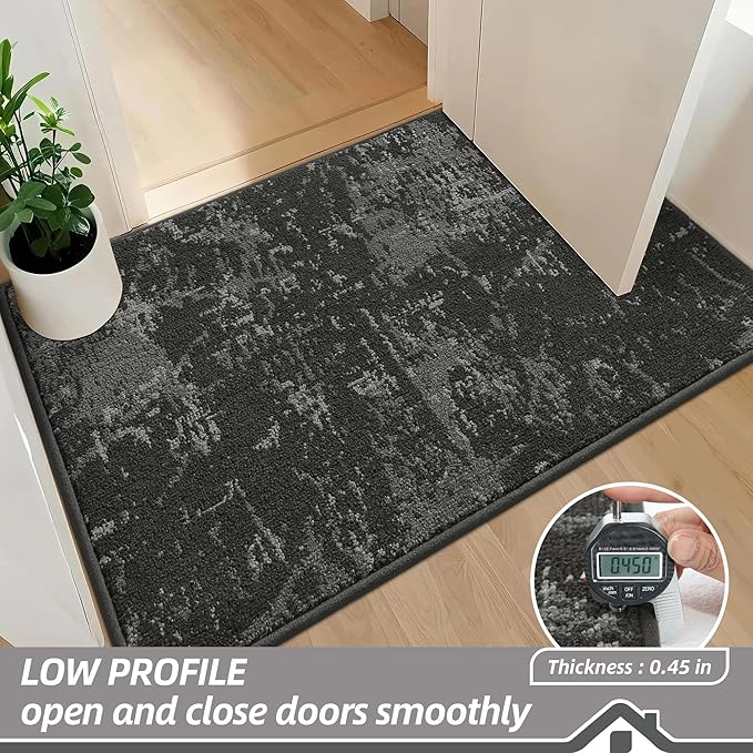 BEQHAUSE Dirt Trapper Door Mat 20"x32" Non-Slip Door Mats Washable Entryway Rugs Stain Resistant Doormat Absorbent Welcome Floor Mat for Front Back Door, Muddy Wet Shoes & Paws,Dark Grey