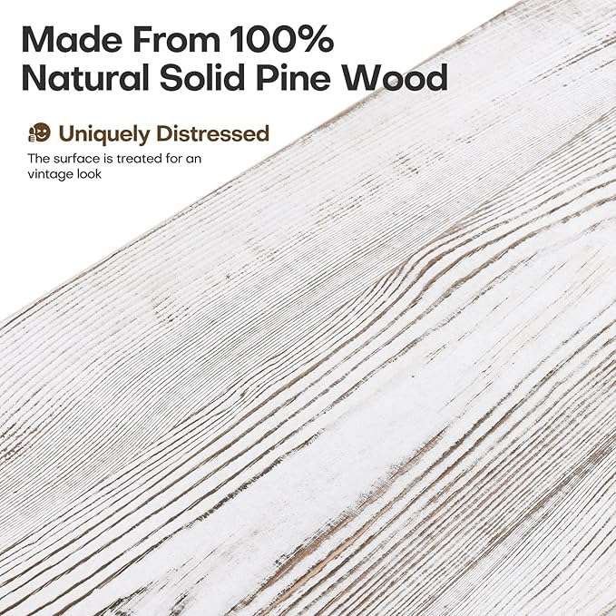 BECHAEO 35.8'' Wood Coat Rack Wall Mount with Shelf, White Wall Coat Rack with Hooks, Farmhouse Rustic Coat Hooks for Entryway Bathroom Hallway Kitchen Bedroom