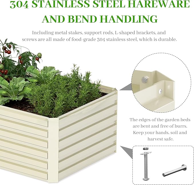 6x3x2 ft Raised Garden Bed, Large Metal Planter Raised Beds, Planters for Outdoor Plants for Vegetables, Flowers, Herbs, Fruits, and Succulents.(4 Pcs, Yellow)