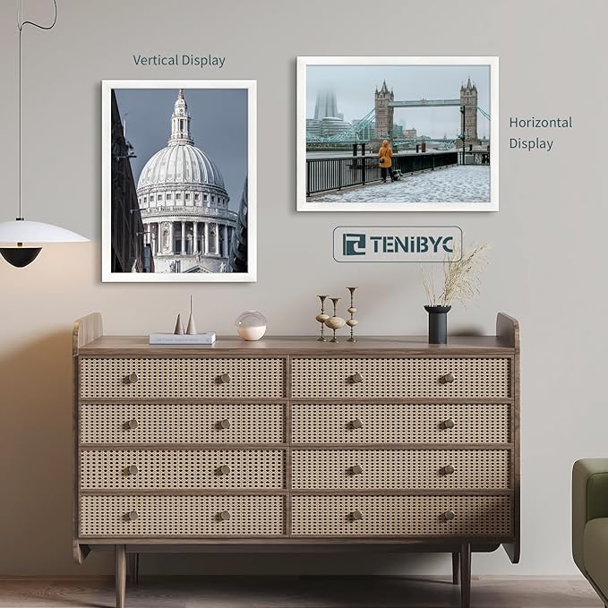 18x24 Poster Frame 3 Pack - White Woodgrain, Solid Wood Gallery Picture Frame - Wall Hanging