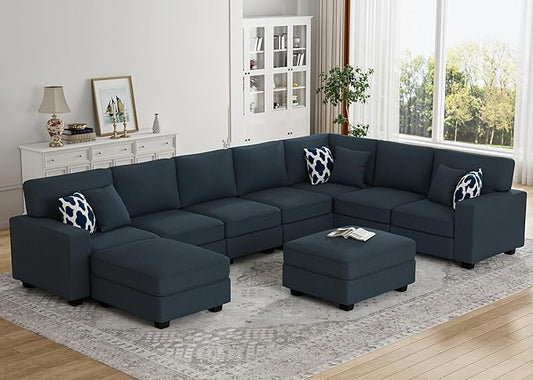 L Lengend Vansen Modular Sectional Sofa U Shaped Couch with Ottoman Modern Reversible Corner Sectional Couch for Living Room (Charcoal, U Shaped Sofa-5)