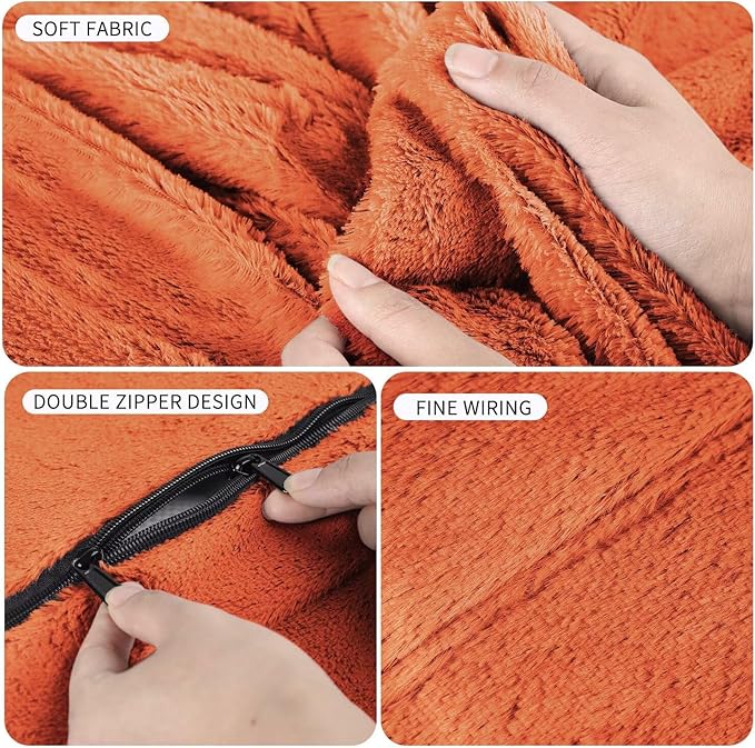 Bean Bag Chair for Adults 7FT,Soft Removable Cover for Teens/Girls Bedroom,Fluffy Giant Round Floor Beanbag Lounger Chairs (No Filler,Orange)