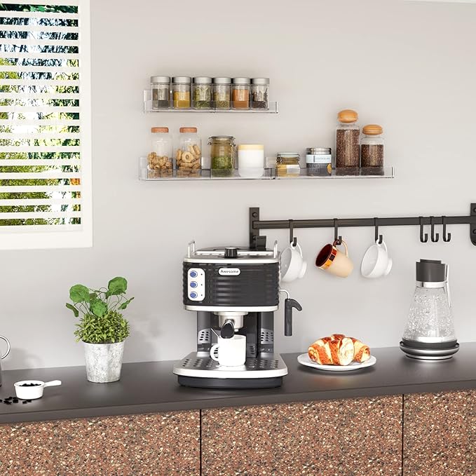 15 Inch Acrylic Spice Rack Wall Organizer Set of 3, Clear Acrylic Wall Shelf for Home Organizer, Floating Shelf for Bottle Display, Jars, Spice, Wine, Books, Toiletries