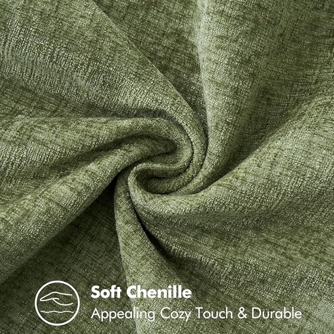 MIULEE Pack of 2 Fall Couch Throw Pillow Covers 18x18 Inch Sage Green Farmhouse Decorative Pillow Covers with Stitched Edge Soft Chenille Solid Dyed Spring Pillow Covers for Sofa Bed Living Room