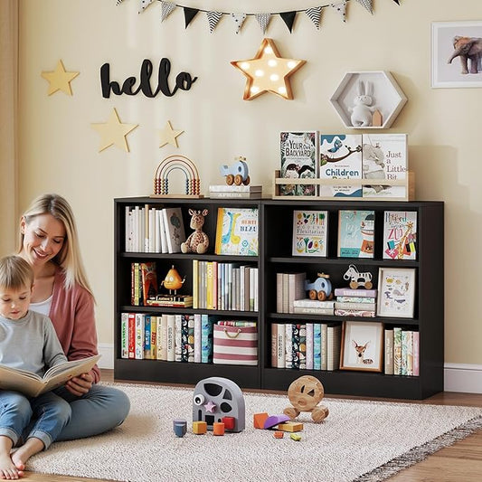 3-Tier Metal Open Shelf Bookcase, Bookcase with Adjustable Shelves, Floor Standing Book Shelf, Freestanding Display Storage Shelves, Curio Cabint Display Case for Small Places/Living Room/Corner