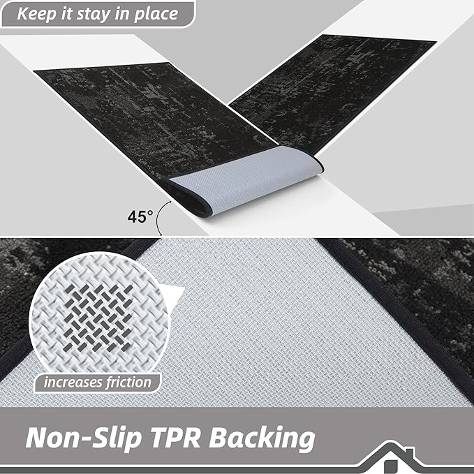 BEQHAUSE Dirt Trapper Door Mat 20"x32" Non-Slip Door Mats Washable Entryway Rugs Stain Resistant Doormat Absorbent Welcome Floor Mat for Front Back Door, Muddy Wet Shoes & Paws,Black