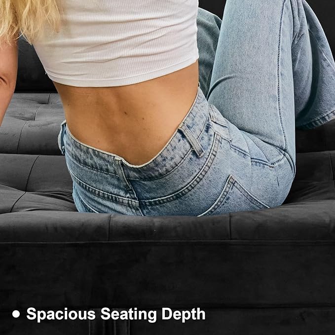 Belffin Modular Sectional Sleeper Sofa with Pull Out Couch Bed Modular Sleeper Loveseat Sectional Sofa Velvet Fabric for Living Room Apartment Grey