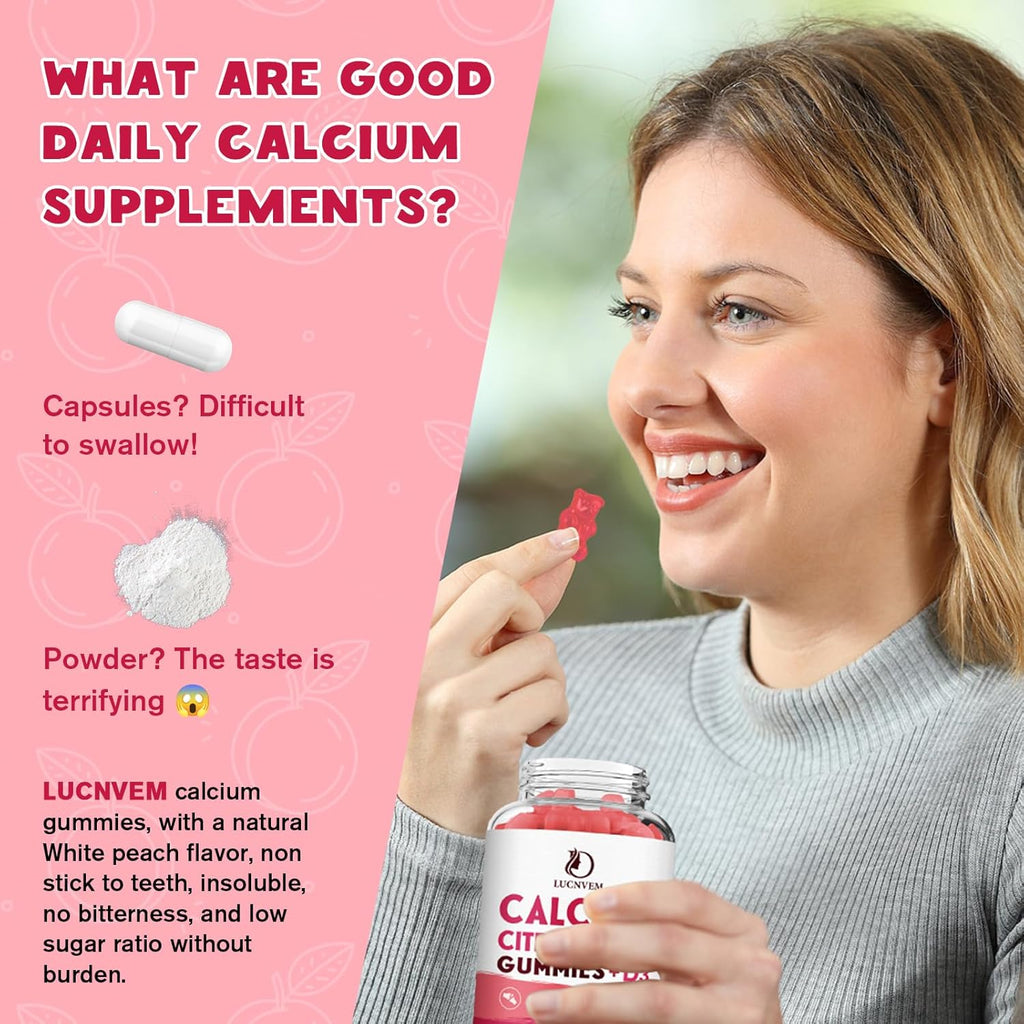 (2 Pack) Calcium Citrate 1200mg with Vitamin D3 Supplements Gummies for Women & Men, Calcium Gummies with Vitamin D3 K2, High Absorption for Bone Muscle Healthy- Peach Flavor- 60 Day Supply