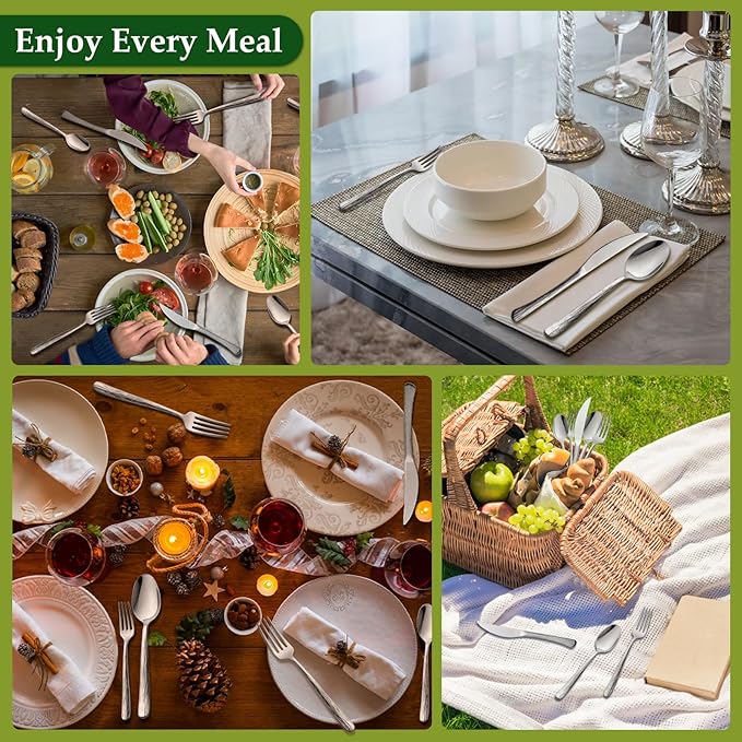 Aisoso 40-Piece High-End Silverware Set with Stone Patterned Handle Mirror Finished Stainless Steel Serving Utensils for 8, Durability and Dishwasher Safe for Home, Restaurant, Weddings