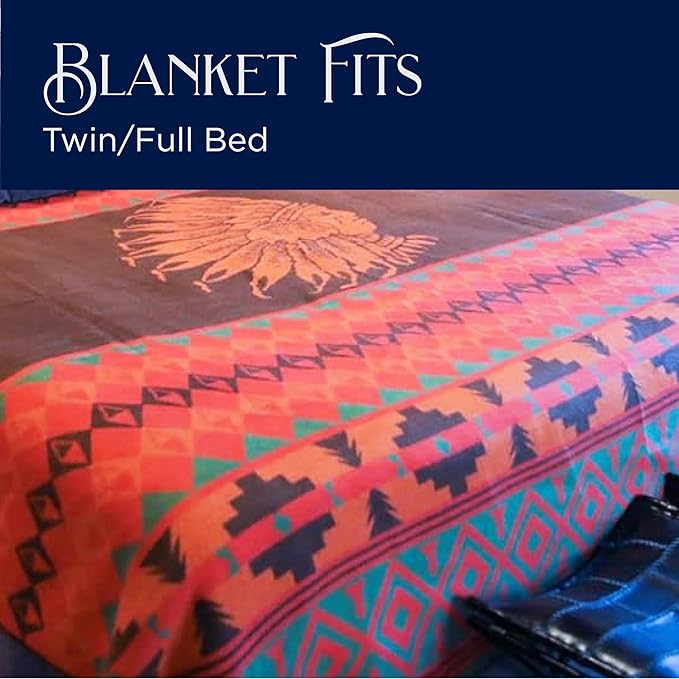 Beacon Blankets Southwestern Chief Henry Native American Design Throw - 72" x 86" Blanket Only - Premium Plush Blanket Can be Used for Twin or Full Size Bed