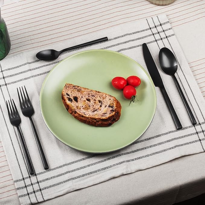 Alata Potter Black 20-Piece Forged Silverware Set, Service for 4 Stainless Steel Flatware Set, Modern Design with Satin Finish, Ideal for Home, Kitchen, Party, Camping