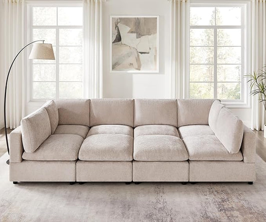 Modular Sectional Sofa, Convertible Sofa Couch Modular Sofa with Ottoman, Sectional Sofas for Living Room Small Apartments