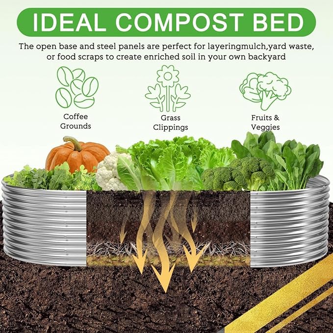 2 Pack 6x3FT Tall Galvanized Raised Garden Bed Outdoor,Metal Garden Bed for Vegetables,Steel Raised Beds for Gardening,Above Ground Garden Box for Flower-TA0