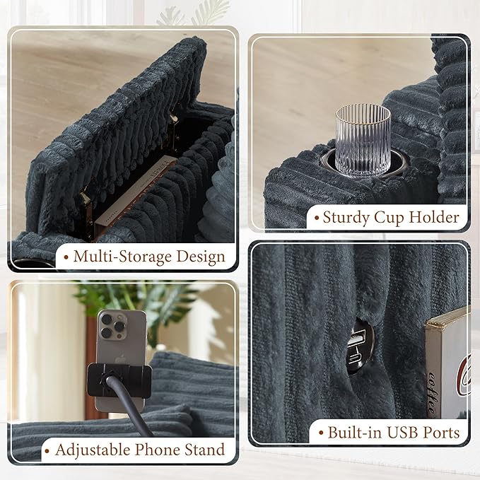 Accent Chair with Storage Ottoman Upholstered Living Room Chairs for Reading Chair with Chaise Lounge Chairs Indoor, Comfortable Armchair for Bedroom