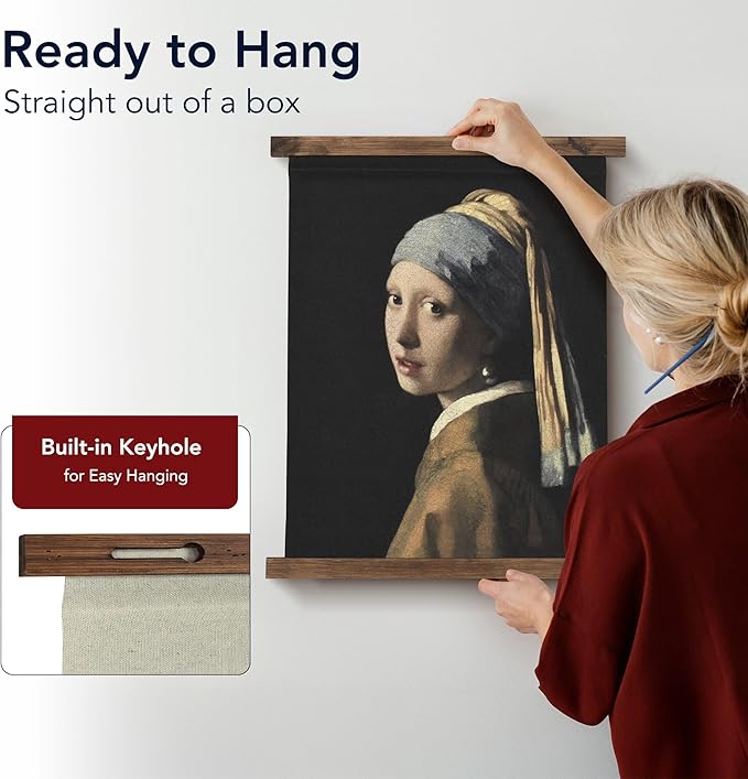 American Art Decor Girl with a Pearl Earring Tapestry Vintage Hanging Canvas Wall Art by Johannes Vermeer