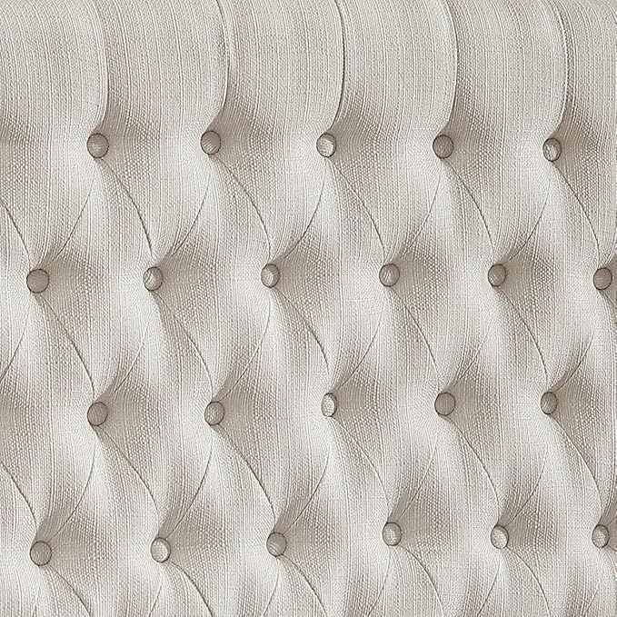 24KF Upholstered Tufted Button Linen Fabric Headboard,Comfortable Fashional Headboard Queen/Full Size,Ivory