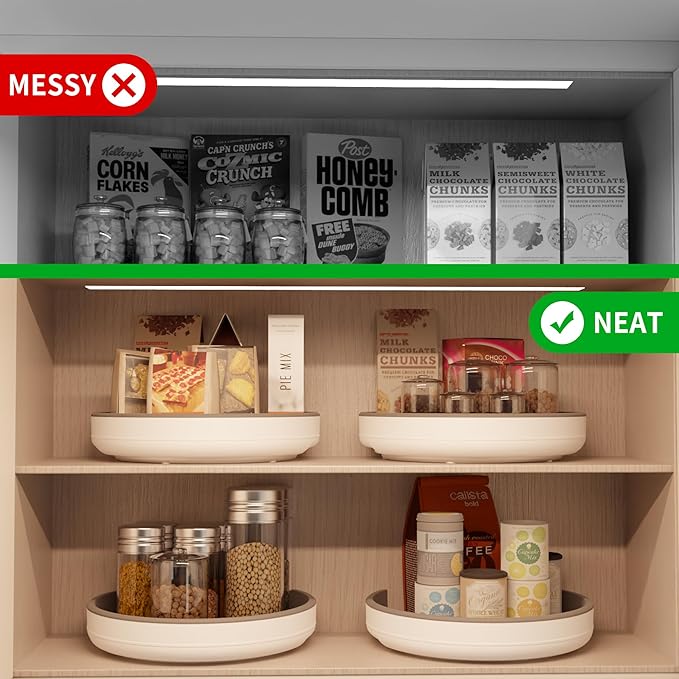 2 Pack 10 Inch Non-Skid Lazy Susan Turntable Organizers - Spinning Rack for Pantry Organization and Storage, Kitchen, Cabinet, Fridge, Bathroom Vanity, Countertop, Under Sink Organizing, Spice Rack