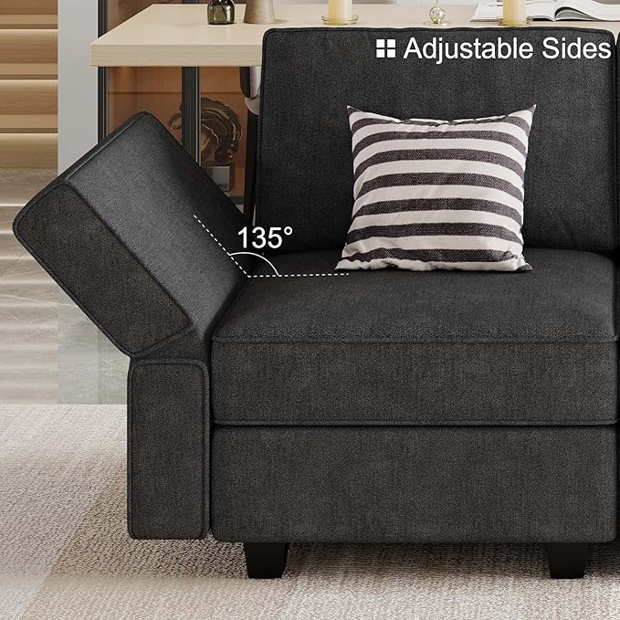 Belffin Modular Sectional Sleeper Sofa Bed Convertible Sectional Couches for Living Room. Black Couch