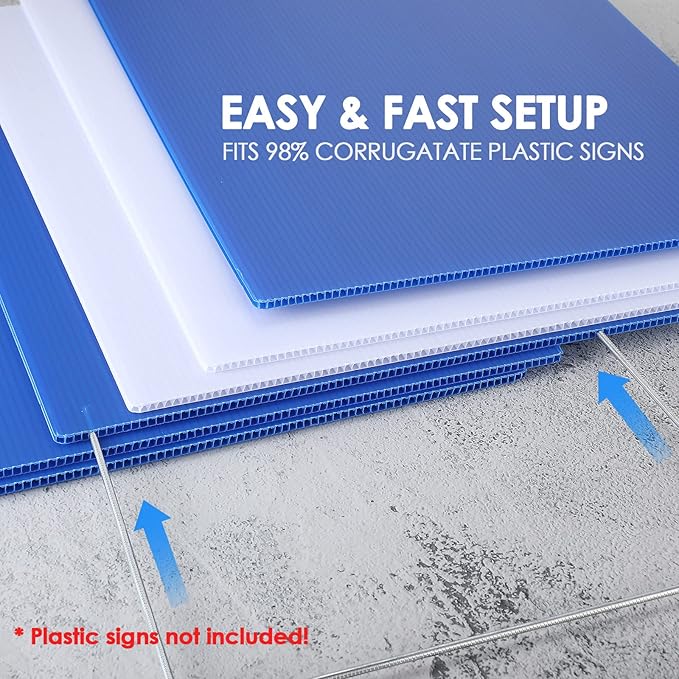 200 Pcs H Stakes for Yard Signs 30'' x 10'' Metal Heavy Duty H Frame Wire Stakes Weatherproof Metal Holder for 4mm 5mm Corrugated Signs Advertising Board Guidepost Yard Halloween Decor