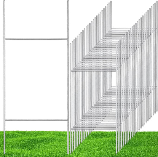 60 Pcs H Stakes for Yard Signs 30'' x 10'' Metal Heavy Duty H Frame Wire Stakes Weatherproof Metal Holder for 4mm 5mm Corrugated Signs Advertising Board Guidepost Yard Halloween Decor