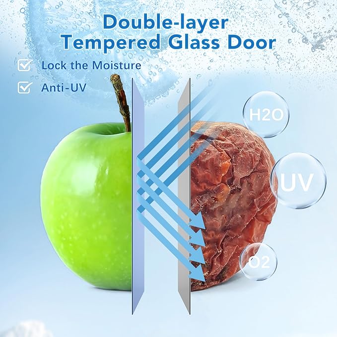 2.5 Cu.Ft Beverage Fridge, Mini Fridge With Glass Door, Beverage Cooler Refrigerator, Wine Drink Beer Cooler, Adjustable Shelves & Digital Temperature Display, 22 Bottle 95 Can