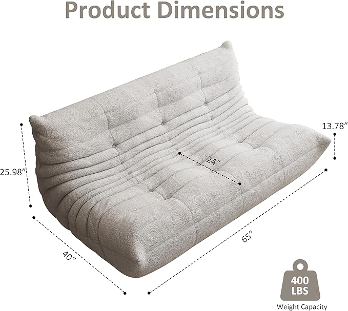 Bean Bag Chair, Oversized Bean Bag Chair for Living Room, Fireside Chair for Adults with Memory Foam Filled, Big Accent Lounge Floor Sofa for Reading, Relax, No Assembly Required. (Grey 3-Seater)