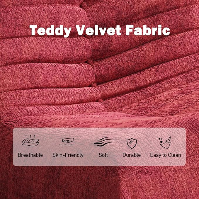 Bean Bag Chair, Fireside Chair Bean Bag Sofa Large Bean Bag Chair for Adults, Bean Bag Chairs for Teens with High Density Comfortable Foam, Memory Foam Bean Bag for Living Room, Bedroom (Red)