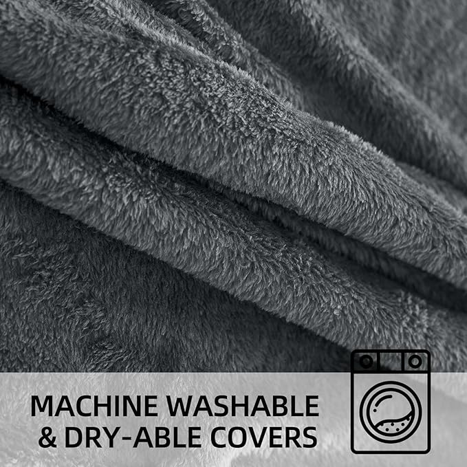 Bean Bag Chair 6Ft, Memory Foam Filled, Large Beanbag Chairs for Adults and Teens, Soft Sofa with Removable Flannel Cover, Round Couch for Living Room Bedroom College Dorm (Dark Gray, 6FT-67×67"×24")