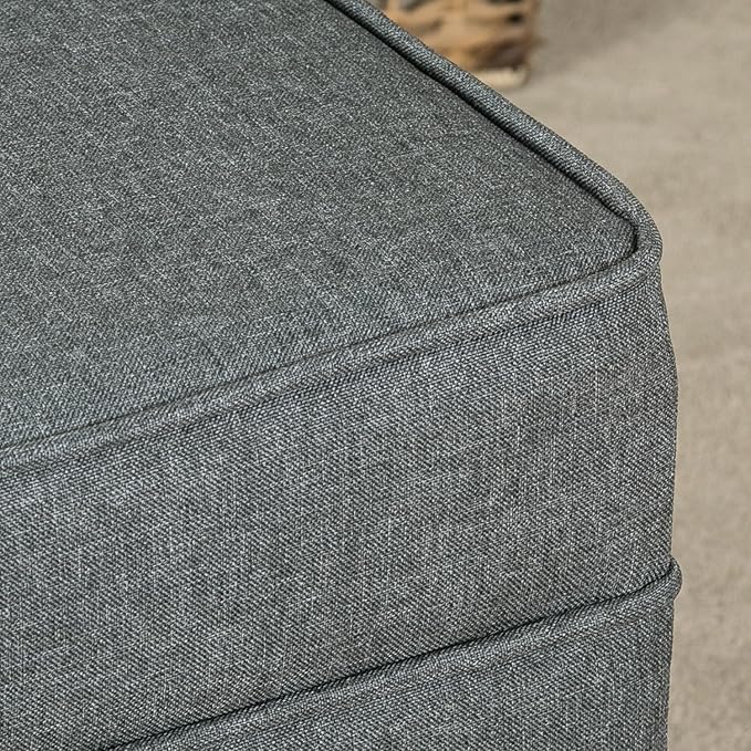 Adeco Chest and Footrest-Square Seat Storage Bench Ottoman, Gray