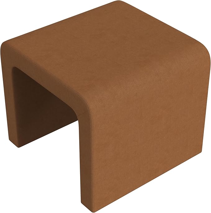Modern Channel Rust Velvet Foot Stools Ottoman Home Décor, Soft Ottoman Foot Rest Chair for Bedroom and Living Room, Vanity Chair and Stool in Dressing Area, and Lounge