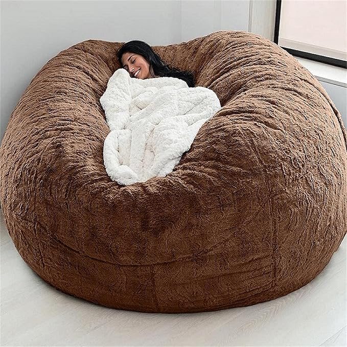 Big Huge Giant Bean Bag Chair for Adults, (No Filler) Bean Bag Chairs in Multiple Sizes and Colors Giant Foam-Filled Furniture - Machine Washable Covers, Double Stitched Seams (Coffee,5FT)