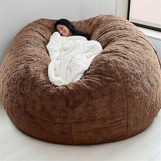 Big Huge Giant Bean Bag Chair for Adults, (No Filler) Bean Bag Chairs in Multiple Sizes and Colors Giant Foam-Filled Furniture - Machine Washable Covers, Double Stitched Seams (Coffee,5FT)