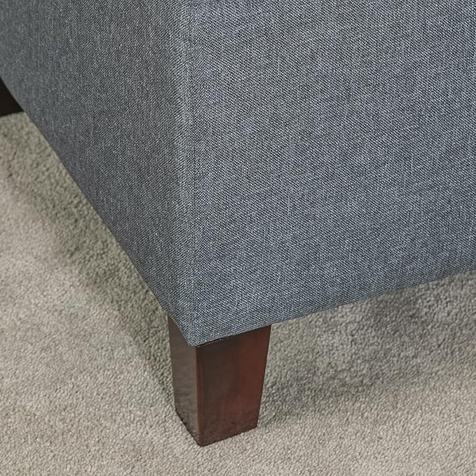 Adeco Chest and Footrest-Square Seat Storage Bench Ottoman, Gray