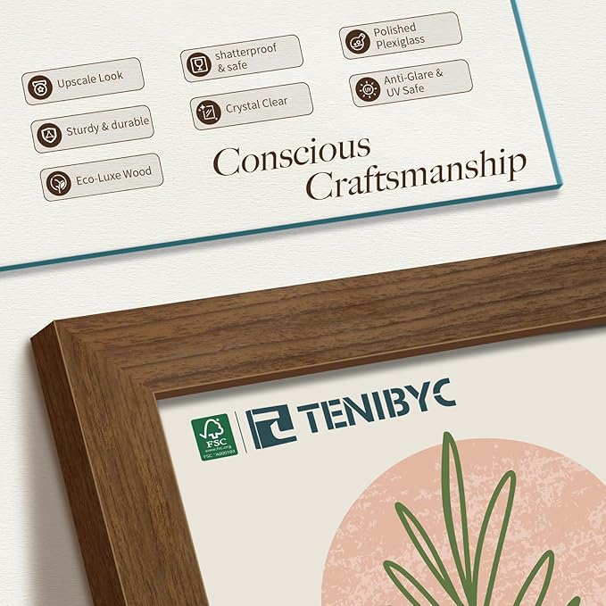 20x24 Poster Frame 3 Pack - Brown Woodgrain, Wood Picture Frame, Wall Gallery Frame - Wall Hanging